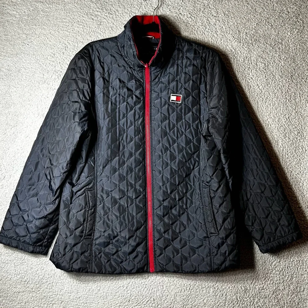 Tommy Hilfiger Jacket Womens XL Blue Quilted Water Repellent Full Zip Jacket‎